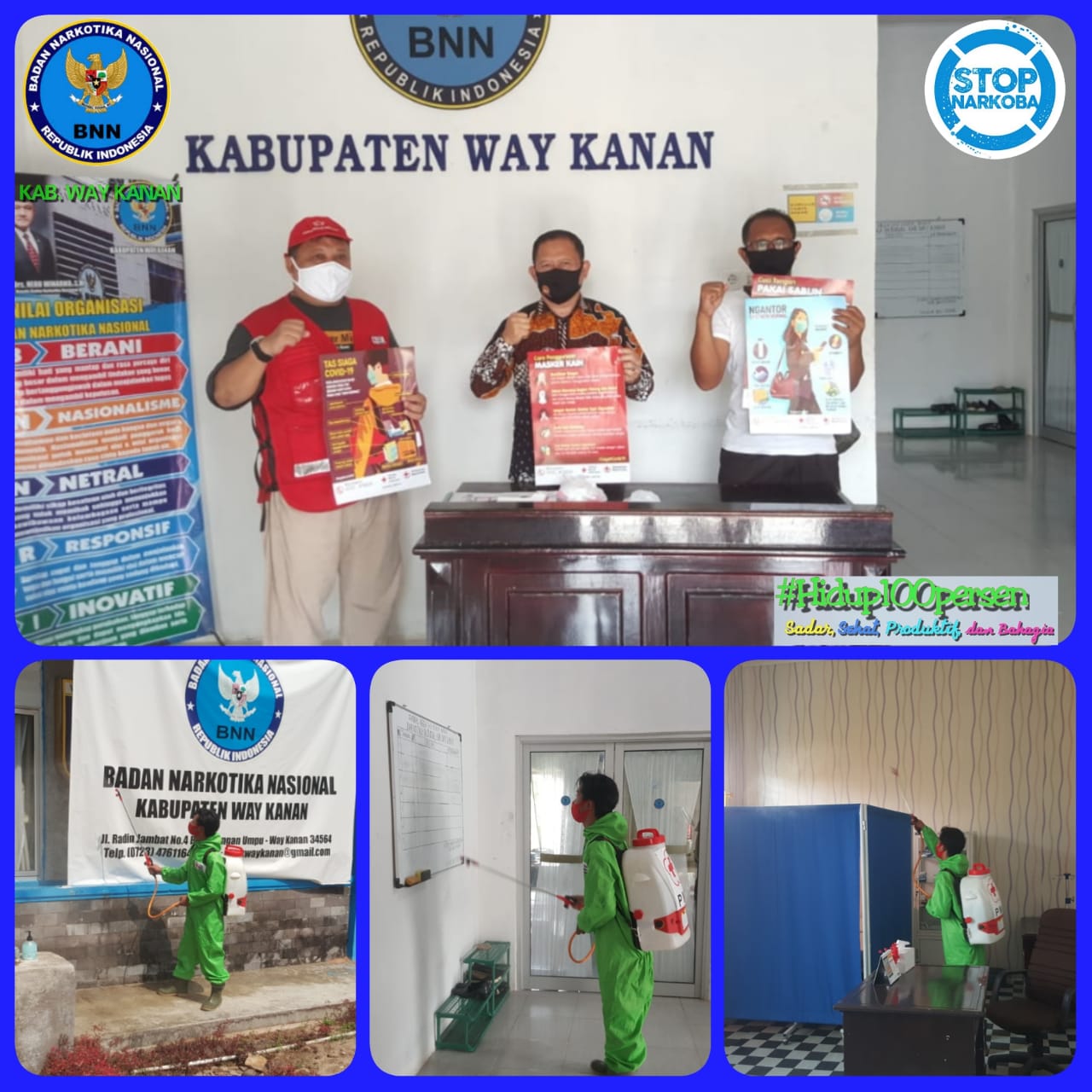 Palang Merah Indonesia (PMI)Kabupaten Way Kanan Melakukan Penyemprotan disinfektan dalam rangka pencegahan Covid 19 di Kantor BNNK Way Kanan Palang Merah Indonesia (PMI)Kabupaten Way Kanan Melakukan Penyemprotan disinfektan dalam rangka pencegahan Covid 19 di Kantor BNNK Way Kanan