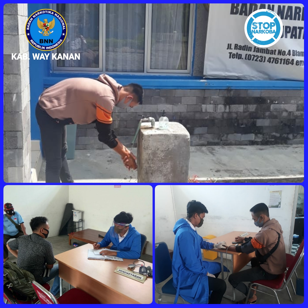 KEGIATAN PELAYANAN KLINIK PRATAMA BNN KABUPATEN WAY KANAN PENERBITAN SURAT KETERANGAN HASIL PEMERIKSAAN NARKOTIKA Waktu dan Tempat : Hari/ Tanggal : Senin / 24 Agustus 2020 Pukul : 10.50 WIB s.d selesai Tempat : Klinik Pratama BNN Kabupaten Way Kanan Anggaran : NON DIPA Pelaksana : BNN Kabupaten Way Kanan Uraian Giat : Kepala BNN Kabupaten Way Kanan AKBP Taufik BM Tohir yang diwakili oleh Tim Pelayanan Klinik Pratama Menerbitkan Surat Keterangan Hasil Pemeriksaan Narkotika, dilakukan pemeriksaan urine terhadap 3 (tiga) orang Masyarakat sebagai salah satu syarat untuk mendaftar disalah satu Perguruan Tinggi dan sebagai persyaratan mendaftar TNI, Pemeriksaan urine menggunakan alat Rapid test 6 (enam) parameter, dari pemeriksaan tersebut menunjukan hasil Negatif (-) yang dapat diartikan bahwa ketiga masyarakat tersebut tidak mengkonsumsi jenis obat-obatan terlarang atau narkotika. Penerbitan SKHPN Berdasarkan Surat Edaran Kepala BNN RI Nomor: SE/50/VIII/KA/RH.00.00/2016/BNN tentang Petunjuk Penerbitan Surat Keterangan Hasil Pemeriksaan Narkotika. Pelayanan GRATIS dengan catatan Rapid test urine tidak disediakan oleh BNN, Saat melakukan Pelayanan Petugas Klinik Pratama BNN Kabupaten Way Kanan Mematuhi Protokol Kesehatan Penanganan COVID-19 yang dikeluarkan oleh Kementrian Kesehatan tentang pelayanan di Era Normal Baru antara lain Petugas pelayanan menggunakan APD dan tetap menjaga jarak, setiap tamu diwajibkan menggunakan masker, mencuci tangan menggunakan sabun pada air yang mengalir serta diperiksa suhu tubuhnya sebelum memasuki wilayah kerja. KEGIATAN PELAYANAN KLINIK PRATAMA BNN KABUPATEN WAY KANAN PENERBITAN SURAT KETERANGAN HASIL PEMERIKSAAN NARKOTIKA Waktu dan Tempat : Hari/ Tanggal : Senin / 24 Agustus 2020 Pukul : 10.50 WIB s.d selesai Tempat : Klinik Pratama BNN Kabupaten Way Kanan Anggaran : NON DIPA Pelaksana : BNN Kabupaten Way Kanan Uraian Giat : Kepala BNN Kabupaten Way Kanan AKBP Taufik BM Tohir yang diwakili oleh Tim Pelayanan Klinik Pratama Menerbitkan Surat Keterangan Hasil Pemeriksaan Narkotika, dilakukan pemeriksaan urine terhadap 3 (tiga) orang Masyarakat sebagai salah satu syarat untuk mendaftar disalah satu Perguruan Tinggi dan sebagai persyaratan mendaftar TNI, Pemeriksaan urine menggunakan alat Rapid test 6 (enam) parameter, dari pemeriksaan tersebut menunjukan hasil Negatif (-) yang dapat diartikan bahwa ketiga masyarakat tersebut tidak mengkonsumsi jenis obat-obatan terlarang atau narkotika. Penerbitan SKHPN Berdasarkan Surat Edaran Kepala BNN RI Nomor: SE/50/VIII/KA/RH.00.00/2016/BNN tentang Petunjuk Penerbitan Surat Keterangan Hasil Pemeriksaan Narkotika. Pelayanan GRATIS dengan catatan Rapid test urine tidak disediakan oleh BNN, Saat melakukan Pelayanan Petugas Klinik Pratama BNN Kabupaten Way Kanan Mematuhi Protokol Kesehatan Penanganan COVID-19 yang dikeluarkan oleh Kementrian Kesehatan tentang pelayanan di Era Normal Baru antara lain Petugas pelayanan menggunakan APD dan tetap menjaga jarak, setiap tamu diwajibkan menggunakan masker, mencuci tangan menggunakan sabun pada air yang mengalir serta diperiksa suhu tubuhnya sebelum memasuki wilayah kerja.